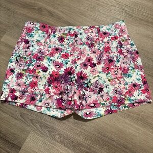 Ann Taylor Floral High Waist Shorts - Pink and Purple